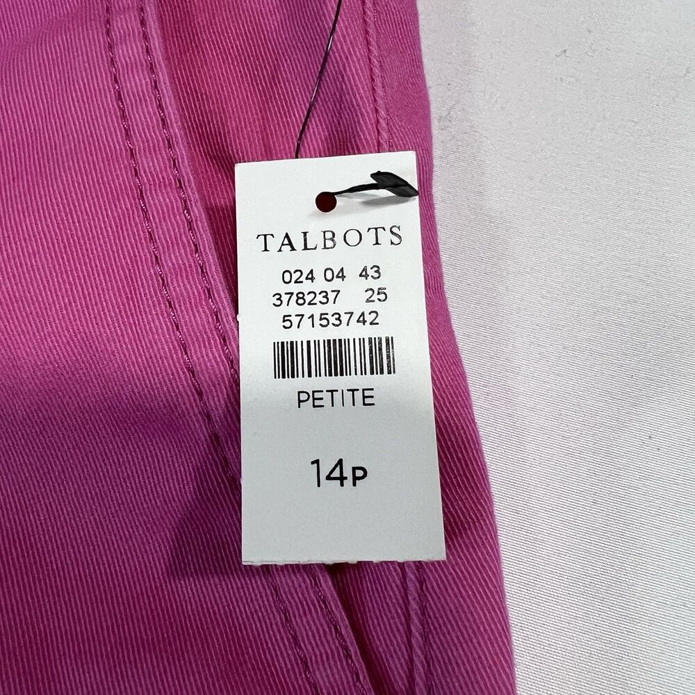NWT Talbots Wide Leg Pants 14P Pink Twill High Rise Comfort Stretch Trouser - Picture 2 of 11